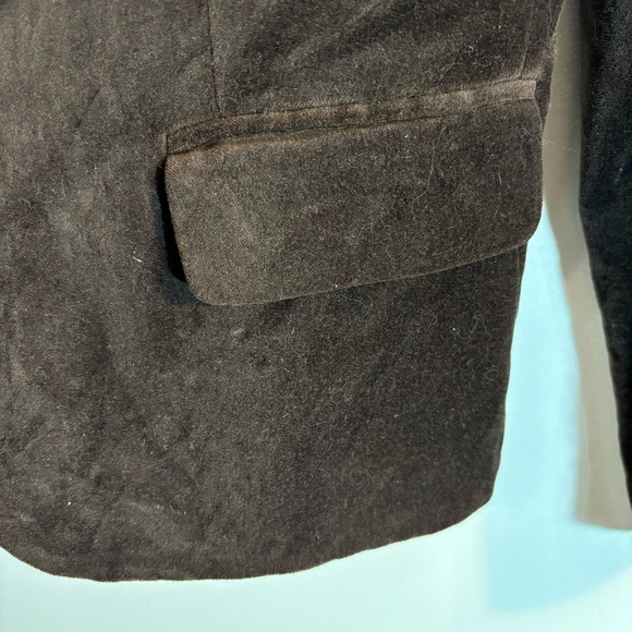 LAUREN RALPH LAUREN Sz 12 Brown Velvet Blazer 100% Cotton Light Shoulder Pads - Picture 2 of 11